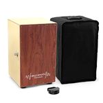 World Rhythm Brown Sandalwood Cajon Drum with Adjustable Snare & Foot Tambourine
