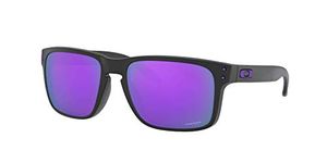 Oakley Men's OO9102 Holbrook Square Sunglasses, Matte Black/Prizm Violet, 57 mm