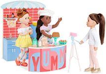 Glitter Girls – Cooking Show Set – 50+ Food & Baking Accessories – Camera, Counter, Display Case, Fridge – 14-inch Doll Playset – 3 Years + – GG Baking Vlog Set