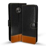 Pikkme Moto X4 Flip Cover | Dual-Tone PU Leather Finish | Wallet Style & Stand | Magnetic Flip Case for Moto X4 (Black & Brown)