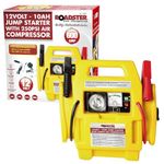 12v Portable Car Jump Starter - Air Compressor Battery Start Emergency Booster Charger Volt Leads Rechargeable Built in 3.5w Spotlight Garage All in One Travel