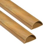 D-Line Half Round Cord Hider, Patented Cable Cover, Hide TV Wall Mount Wires, Raceway for Cords, Decorative Wire Covers, Paintable, Adhesive, 2X 2in W x 1in H x 39in L, Wood-Effect