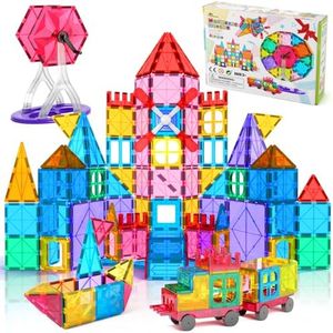 Jasonwell 100pcs Magnetic Tiles Building Blocks Set for Boys Girls Preschool Educational Magnet Construction Kit Stacking STEM Toys Christmas Birthday Gift for Kids Toddler 3 4 5 6 7 8 9 10 + Year Old