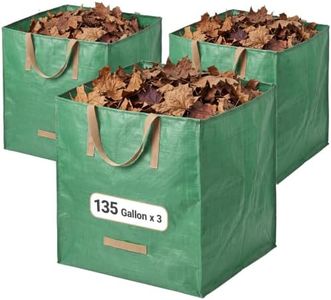 SPEPLA Reusable Yard Waste Bags, 135 Gallon Lawn And Leaf Bags 3 Pack, Heavy Duty Garden Bags, Standable Garden Waste Bag With Handles, Camping Yard Recycling Bag For Leaves