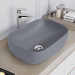 Plantex Ceramic Tabletop Washbasin/Bathroom Basin Sink/Basin for Bathroom/Wash Basin for Restaurant, Hotel (Matt Grey Finish)