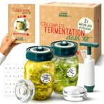 Complete Fermentation Starter Kit: Includes 2 x 1L Mason Jars, Airlock Fermentation Lids, Glass Weights, Pump, Recipes, Gift Box & Jar Labels. Easy Fermenting of Sauerkraut, Kimchi, Pickles & More!