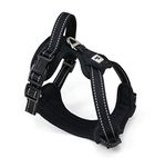 PetzMotion No-Pull Safety Dog Harness, Adjustable Reflective Outdoor Pet Vest with Handle, Durable Breathable Material (XS - Extra Small, Black)