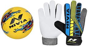 Nivia Rubber Storm Football, Size 5 (Yellow) Web 898 Latex Goalkeeper Gloves (Multicolour) Combo