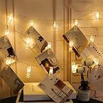 Twinkle Star Photo Clip String Lights, 3M Photo Peg Fairy Lights Room Decor with 20 Clips, Battery Powered Cooper Wire Picture Hanging Photo Display Bedroom Decorations for Christmas Card Holder