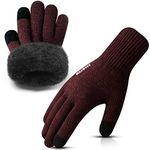 Rahhint Pure Wool Thermal Winter Gloves for Men Women Knit Gloves with fleece lining insulated Liner Keep Hand Warm Gift