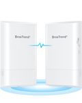 BrosTrend 5GHz 867Mbps WiFi Bridge Point to Point Outdoor CPE, Plug and Play 1KM Long Range Wireless Bridge with Passive PoE Adapter, for Farm Garage Barn, Network Ethernet Bridge for PtP/PtMP, 2-Pack