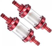 uxcell Universal Inline Petrol Fuel Gasoline Oil Filter with Brass Filter Element, Red, 2Pcs