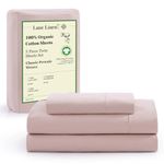 LANE LINEN 100% Organic Cotton Sepia Rose Twin-Sheets Set 3-Piece Pure Long Staple Percale Weave Soft Bedding Sheets for Bed Breathable Fits Mattress Upto 15" Deep