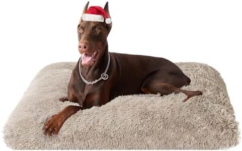 EHEYCIGA Fluffy XXL Dog Crate Pad, Plush Faux Fur Dog Bed for Extra Large Dogs, Calming Anti Anxiety XXL Dog Bed for Crate, Washable Soft Warm Dog Crate Mat with Non-Slip Bottom, Taupe