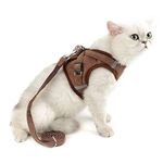 SELMAI Escape proof Cat Harness and Leash Mesh Holster Style No Pull No Choke Padded Vest for Kitten Small Pet Puppy Doggies Easy on off Dog Leads Walking Training Outdoor Brown M