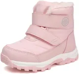 UBFEN Boys Girls Snow Boots Kids Winter Warm Outdoor Slip Resistant Cold Weather High Top Shoes F/Light Pink Color Size US 9 Toddler