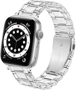 DEALELE Correa compatible con iwatch de 38 mm, 42 mm, 40 mm, 44 mm, 41 mm, 45 mm, coloridas bandas de resina de repuesto para Apple Watch Series 7/6, 5/4, transparente, 38 mm/40 mm/41 mm
