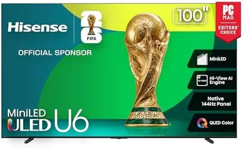 Hisense 100" Class U6 Series Mini-LED 4K UHD Smart Fire TV (100U65QF, 2025 Model) - QLED, Native 144Hz, HDR10+, Dolby Vision IQ, Dolby Atmos, Game Mode Pro, ALLM, Alexa Built in, Black