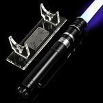 AthlChamp Motion Control Heavy Dueling Lightsaber for Adults, Dueling Light Saber with Heavy Duty Metal Hilt & Thick PC Blade & 16 Sound Fonts & 12 RGB Colors & Acrylic Saber Stand - Black