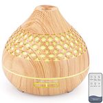 Zoeson 550ML Aromatherapy Essential Oil Diffuser, Ultrasonic Aroma Humidifier, Aromatherapy Diffusers (Up to 12H Use, Mist Control, 4 Timer Settings, 7 Color LED Lights) (light wood grain)