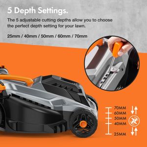 VonHaus 1800W Electric Lawnmower – 52L Bag, 430mm Width, Adjustable Handle