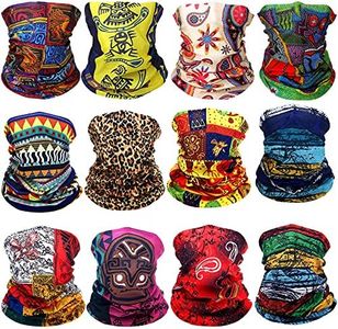 Syhood 12 Pcs African Neck Gaiter Bandanas for Women Head Wrap Boho Balaclava Coverings Print Face Scarf Multi Color Medium, Colorful