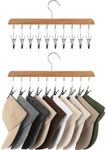 StorageWorks Hat Organizer, Wooden Hat Hangers for Closet, Hat Racks for Baseball Caps, Set of 2 Cap Organizer with 10 Adjustable Stainless Steel Clips, Hat Storage Fits All Caps