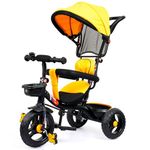 Luusa TFT-500 Tricycle with Canopy/Plug N Play Kids/Baby Tricycle with Parental Control, Cushion seat and Safety Guard Rail for Boys/Girls / Carrying Capacity Upto 30kgs (Yellow)