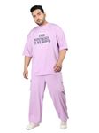 CHKOKKO Men PlusSize Casual Summer Track Suit Co-ord Sets Lavender 3XL