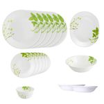 Corelle 21 Pc Dinner Set - European Herbs (Vitrelle Glass, White)