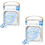 Drumstone 𝐁𝐔𝐘 𝟏 𝐆𝐄𝐓 𝟏 Personal Air Cooler, Portable Air Conditioner Fan with 7 Colors LED Light, 3 H Timer, 3 Wind Speeds and 3 Spray Modes - White 𝟏𝟓 𝐘𝐄𝐀𝐑𝐒 𝐖𝐀𝐑𝐑𝐀𝐍𝐓𝐘_Multicolor