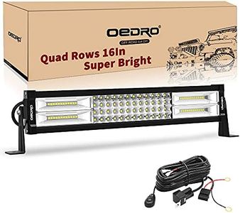 OEDRO LED Light Bar 16 Inch 400W, Quad-Row Spot Flood Combo LED Driving Light 28000LM + Wiring Harness, IP68 Grade Off Road Lamp Fit for Pickup Jeep Truck SUV 4WD 4X4 ATV UTV Truck Tractor (12V 24V)