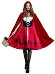 Simplecc Polyester Women Little Red Riding Hood Costume Christmas Halloween Party, Red, Size 8.0