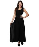 V&M Women's Lace Layered Jumpsuit Come Maxi Gown Dress (Black, XL)