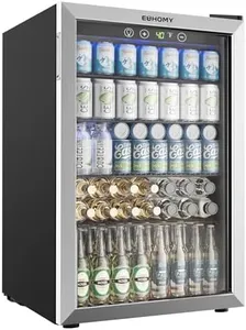 EUHOMY 4.5 Cu.ft Beverage Refrigerator and Cooler, 145 Can Mini fridge with Glass Door for Soda Beer Wine, Small Drink Dispenser with Digital Adjustable Thermostat for Home Office Bar
