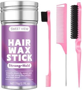 SWEET VIEW Hair Wax Stick & Slick Back Hair Brush, Hair Pomade/Balm for Smooth Flyaways, Frizz, Sleek Ponytail, Buns, Styling Accessories Cream/Gel for Girls, Kids