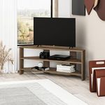 HOCUS PICUS Corner TV Unit with 2 Shelf for Living Room, Office ext. Modern Design, TV Stand 32-Inch TVs. Multi Colour Options for Decorations (Dark Oak Effect)