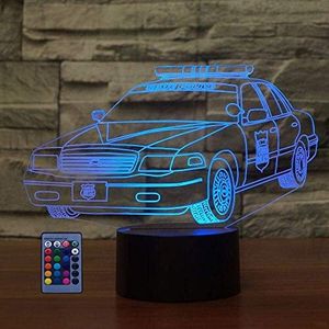 HPBN8 Ltd Creativo 3D Auto di Polizia Luce Della Notte LED Lampada 7/16 Colori USB Power Telecomando Interruttore Tattile Giocattoli per Bambini Decor di Natale Regalo di Compleanno