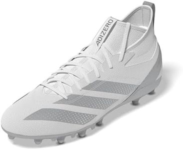 adidas Men's Adizero Impact.2 American Football Sneaker, White/Silver Metallic/White, 9.5