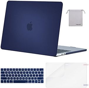 MOSISO Compatible with MacBook Pro 13 inch Case M2 2024, 2023, 2022-2016 A2338 M1 A2251 A2289 A2159 A1989 A1708 A1706, Plastic Hard Shell&Keyboard Cover&Screen Protector&Storage Bag, Navy Blue