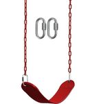 CHARMING TREASURES Flexible Swing Seat Set for Kids/Adults Outdoor Park Garden Tree Backyard with Meter Plastic Coated Chain, Weight Support Upto 150kg, (1.5 Meter, Red)