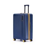 MOKOBARA Transit Check-in Large Luggage Trolley Bag-74cm(100L),Polycarbonate Hardshell,360° 8 Silent Wheels,TSA Lock,Premium Zipper,Suitcase for 15+ Day Travel,Blue&Yellow(We Meet Again Sunray)