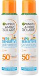 Garnier Ambre Solaire SPF 50+ Kids Anti-Sand Mist, Children's Sun Protection Spray, Non-Greasy and Fast-Absorbing, Water- and Sand-Resistant, Hypoallergenic, Sensitive Advanced, 150 ml (Pack of 2)