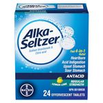 Alka-Seltzer Antacid Heartburn Relief Effervescent Tablets - Antacid Tablets For Heartburn, Acidity, Upset Stomach, Sodium Bicarbonate And Citric Acid, Lemon Lime Flavour, 24 Effervescent Tablets