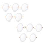 D'Mak 15 Watt White LED Panel Ceiling Light for False Ceiling, Aluminium Metal Powder Coated, LED Light for Living Room, Round, Pack of 10