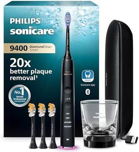 Philips Sonicare DiamondClean Smart 9400 Electric Toothbrush, Sonic Toothbrush with App, Pressure Sensor, Brush Head Detection, 4 Brushing Modes and 3 Intensity Levels, Black, Model HX9918/89