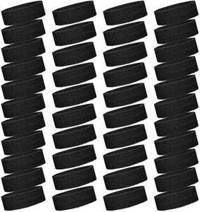 WILLBOND 42 Pcs Sports Sweatbands Sweat Headband for Kids Colorful Basketball Sweatband Cotton Terry Cloth Headband for Youth Athletic Soccer Brace Yoga Outdoor Activities (Black)