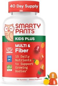 SmartyPants Kids Multivitamin & Fiber Gummies: Prebiotic Fiber to Support Kids Digestion with Vitamin D3, C, Vitamin B12, B6, A, Zinc, Biotin, Folate, Three Fruit Flavors, 120 Count (40 Day Supply)