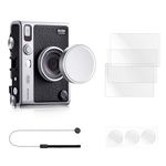 Rieibi Lens Cap & Screen Protector for Fujifilm Instax Mini EVO, Accessories for Fuji Instax Mini Evo Lens Cover with Anti-Loss String & LCD Screen Protector + Lens PET Flim