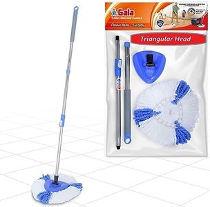 Gala Turbo Triangular Spin Mop Handle with Refill, Durable Replacement Handle with Rubber Grip For Turbo Spin Mop